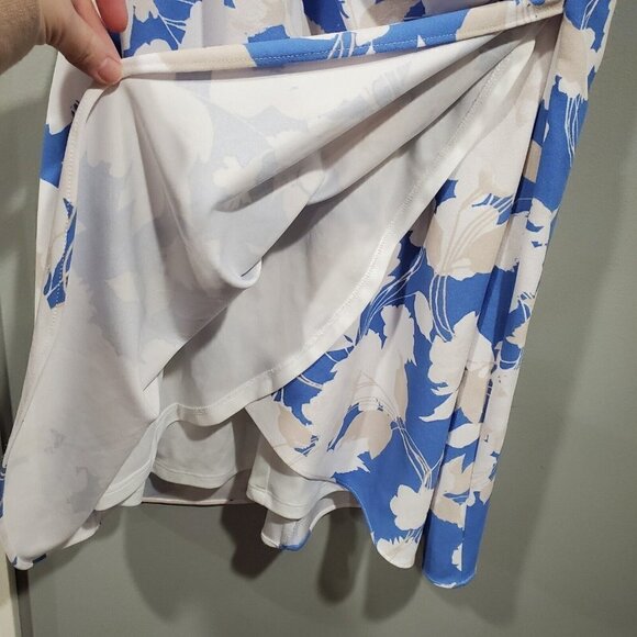 Julia Jordan Women's Floral Print Puff Sleeve Faux Wrap Dress In Blue Size 14 - Picture 8 of 15